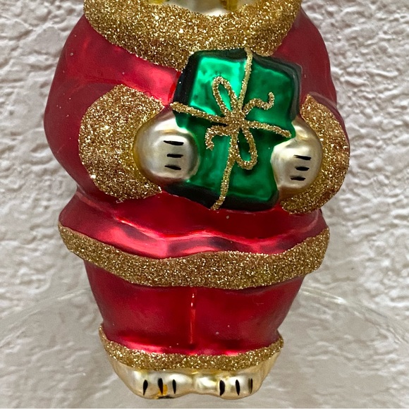 Vintage Santa Paws Anthropomorphic Cat Santa Hand Blown Glass Christmas Ornament - Picture 11 of 12